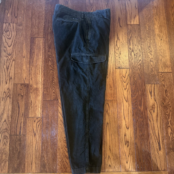 Chaps Corduroy Men's Pants Flat Front 34W 28L Dark Brown Utility Pockets Vintage - Picture 7 of 12